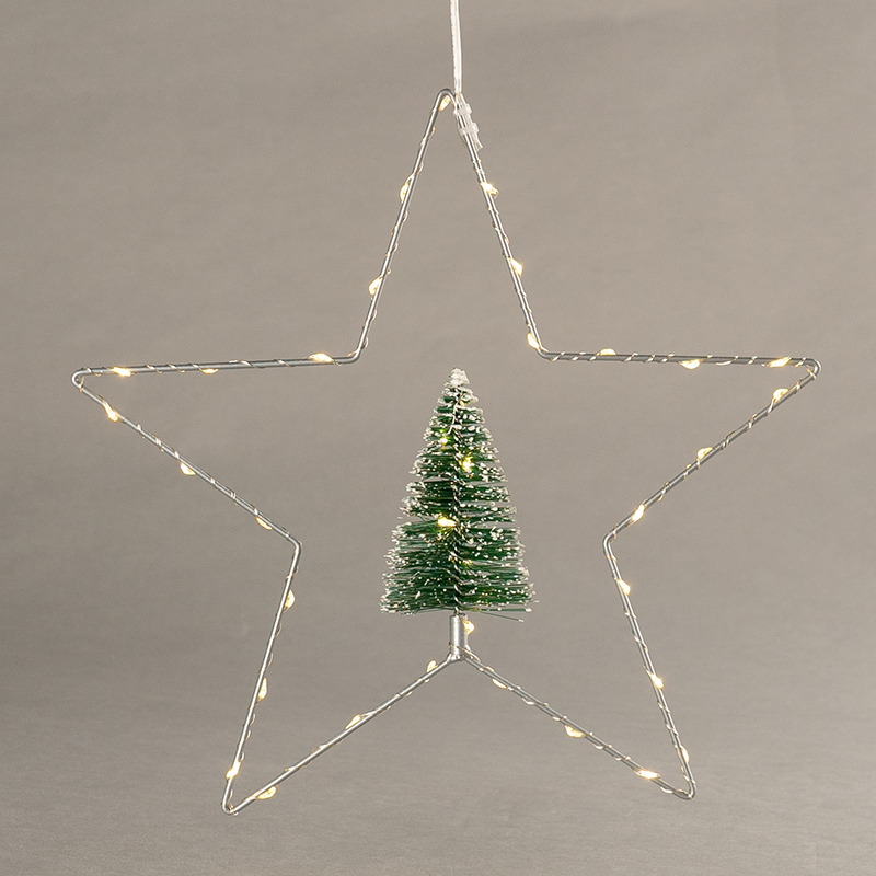 Star Iron Frame with Little Christmas Tree Light