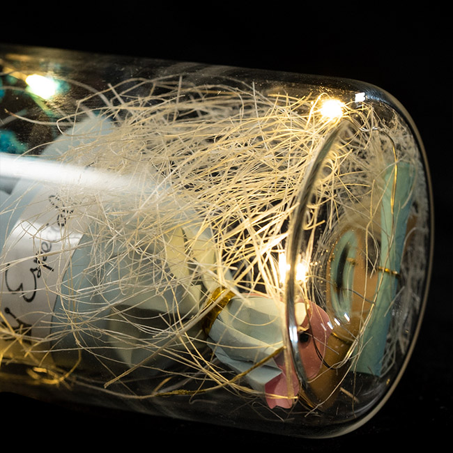 EVERMORE Blue Open-herding With Natural Color Thread and Letter 4L Multicolor LED Bare Wire Glass Cover Light