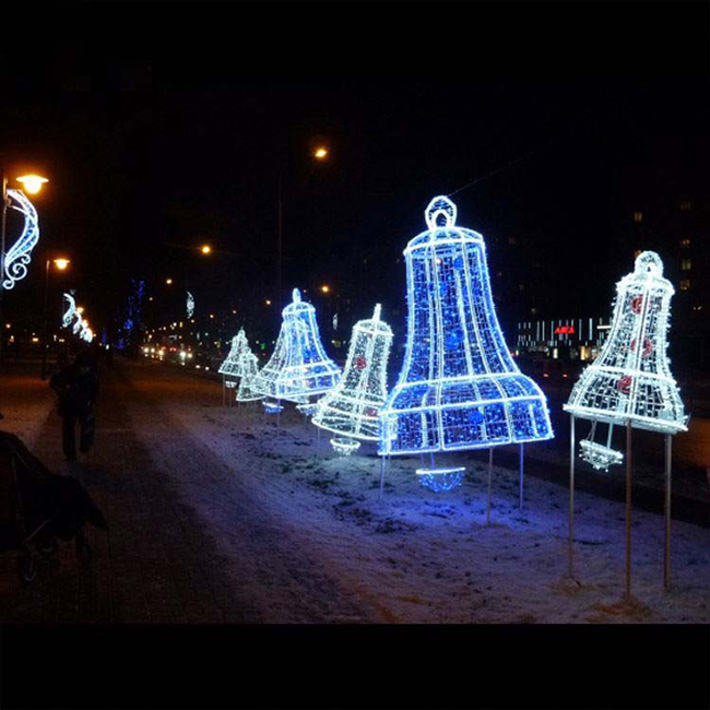 Artificial Outdoor Christmas 3D Bell Led Motif Light for Holiday