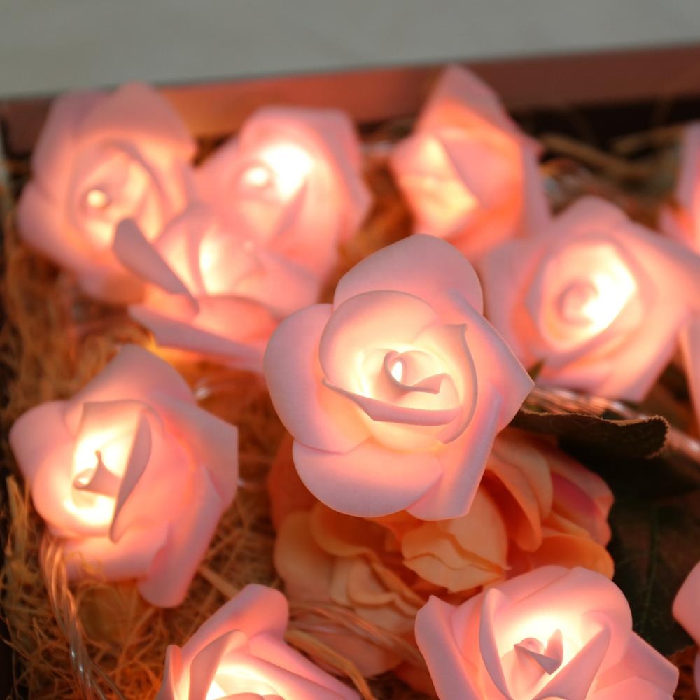 Wedding Decoration Battery Powered 1m 10L Red Pink White Rose Led Rose String Light