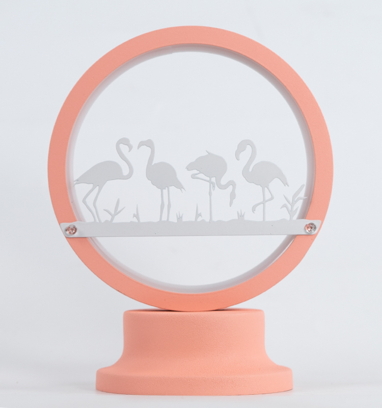 Table light with flamingo pattern