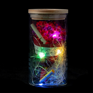 EVERMORE Red Open-herding With Natural Color Thread and Letter 4L Multicolor LED Bare Wire Glass Cover Light