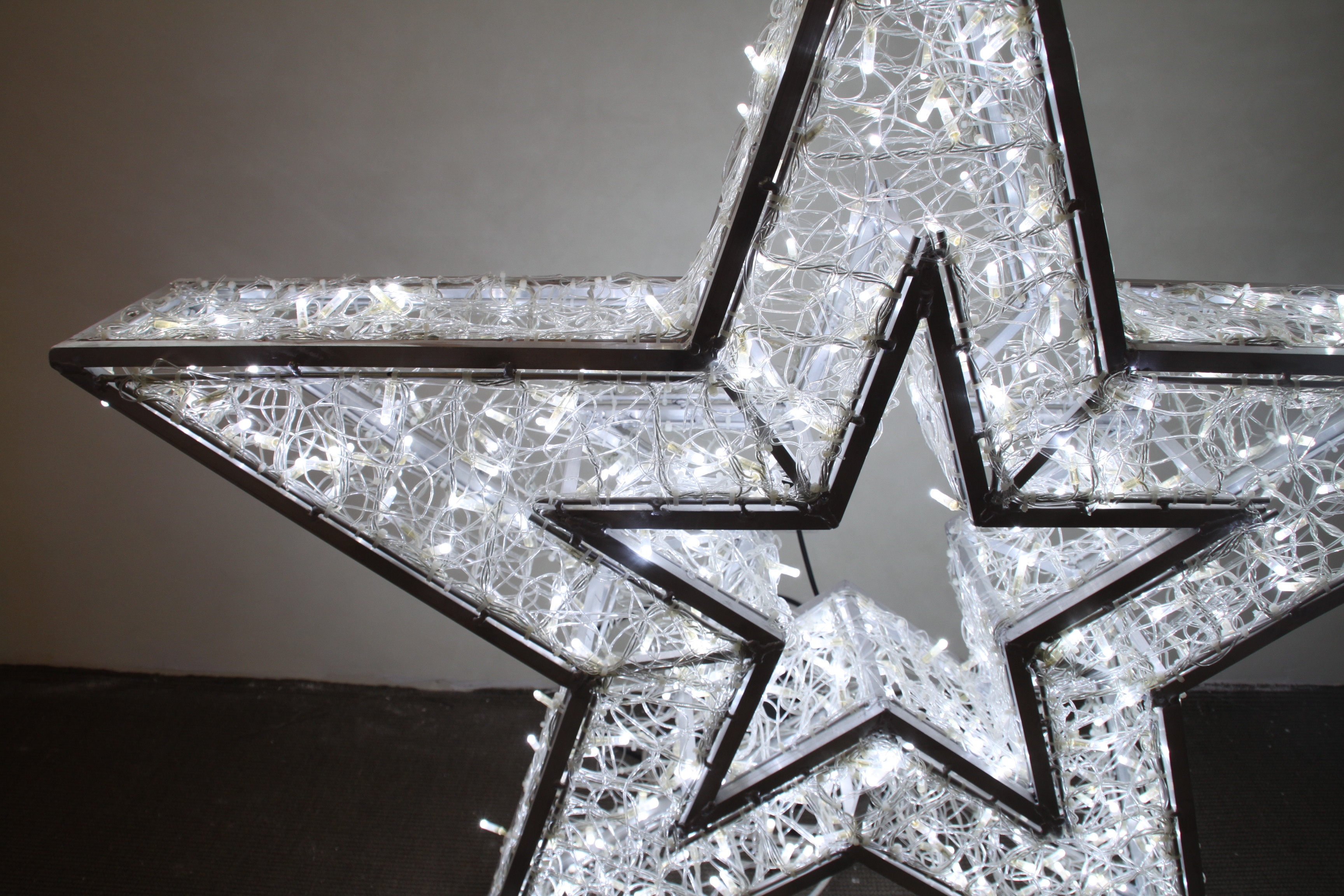 3D Christmas Decoration 100% Glue Bullet Led Aluminum Frame Bright Star Motif Light