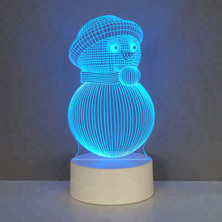 Engraved Acrylic Custom Snowman Illusion Christmas 3D LED Night Light