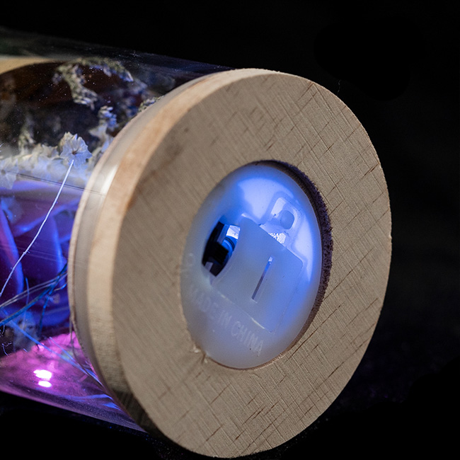 EVERMORE Pink Rose Dried flowers With Natural Color Thread and Letter 4L Multicolor LED Bare Wire Glass Cover Light